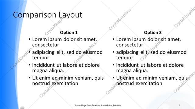 Comparison presentation slide layout