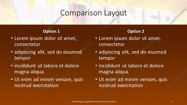 Comparison presentation slide layout