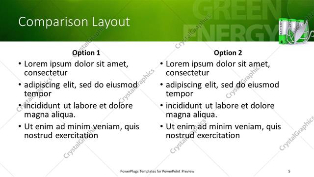 Comparison presentation slide layout