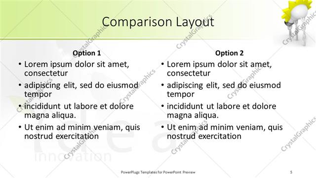 Comparison presentation slide layout
