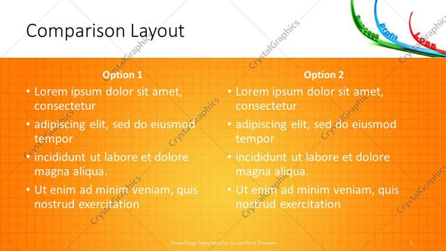 Comparison presentation slide layout