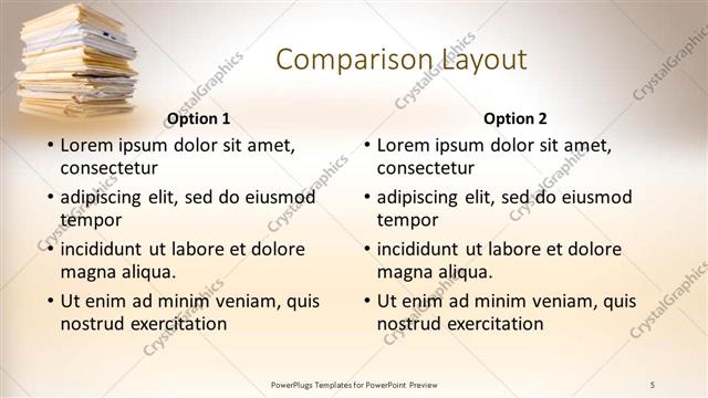 Comparison presentation slide layout