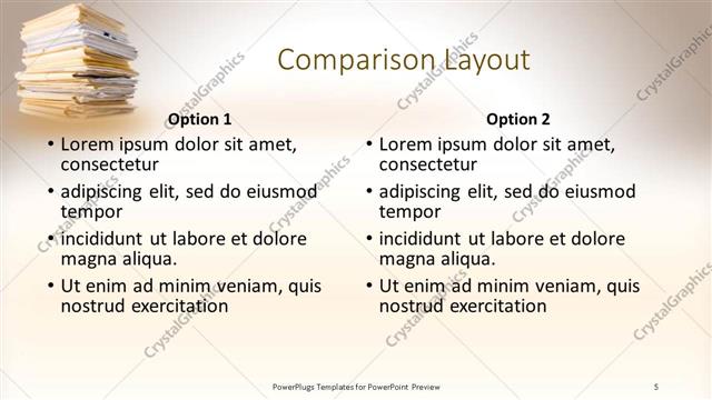 Comparison presentation slide layout