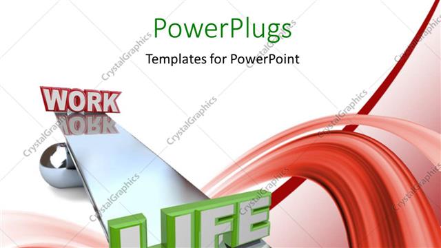  Presentation with life - Work and life on a see saw with white background