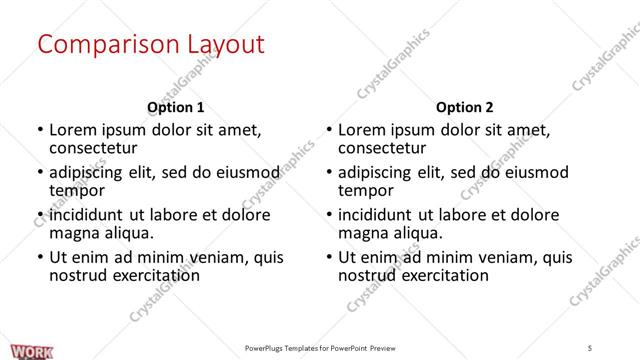 Comparison presentation slide layout