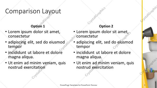 Comparison presentation slide layout