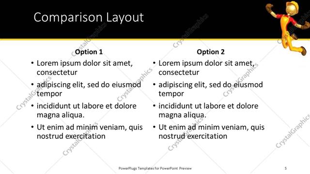 Comparison presentation slide layout