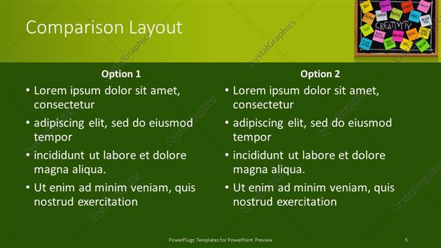 Comparison presentation slide layout