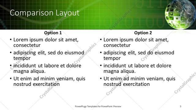 Comparison presentation slide layout