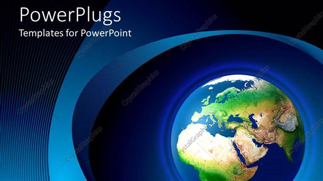  Presentation with asia - World globe Earth with Africa, Europe, Asia continents on blue background