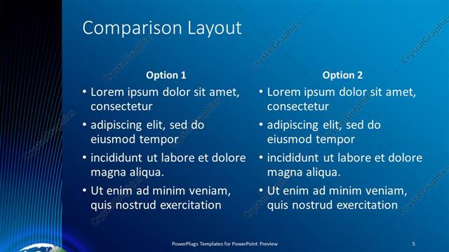 Comparison presentation slide layout