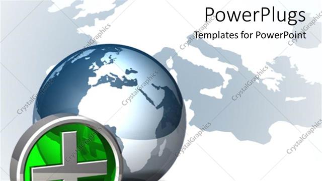  Presentation with medical cross - World health care metaphor with globe, medical cross and world map