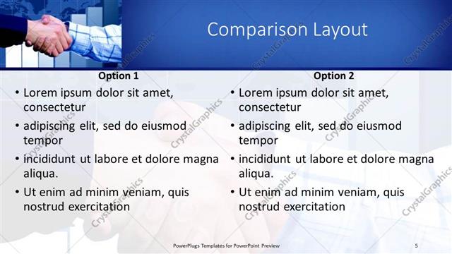 Comparison presentation slide layout