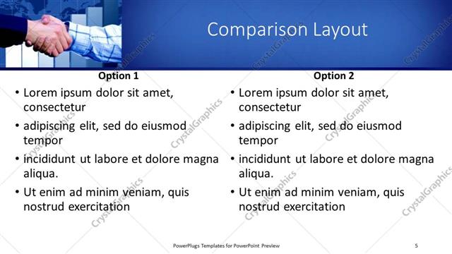Comparison presentation slide layout