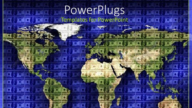  Presentation with navy blue - World map on a checked navy blue colored background