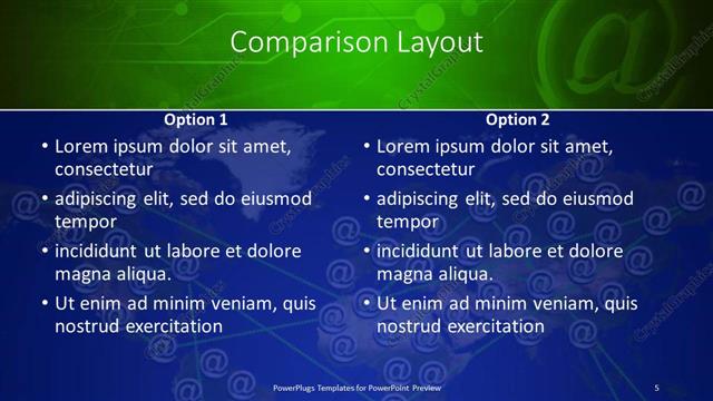 Comparison presentation slide layout