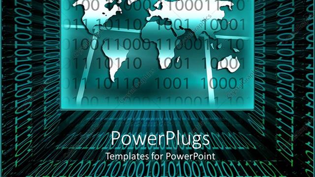 Preview This Beautiful Template for PowerPoint & Google Slides world map littered with binary digits