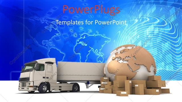  Presentation with truck - A bluish background with a truck and a globe
