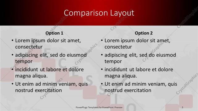 Comparison presentation slide layout