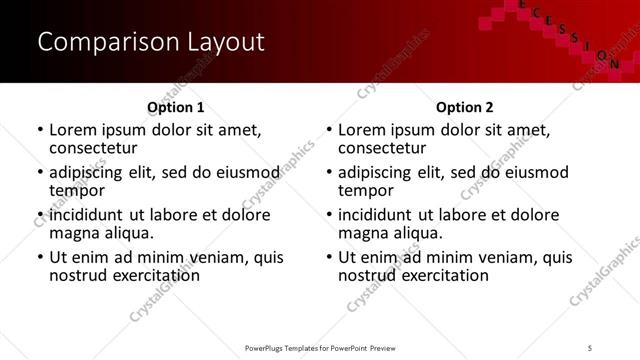 Comparison presentation slide layout
