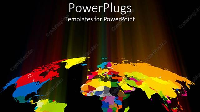  Presentation with map - World map showing countries in different colors on a black background