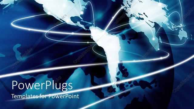  Presentation with internet communication - World map showing lines of internet communication
