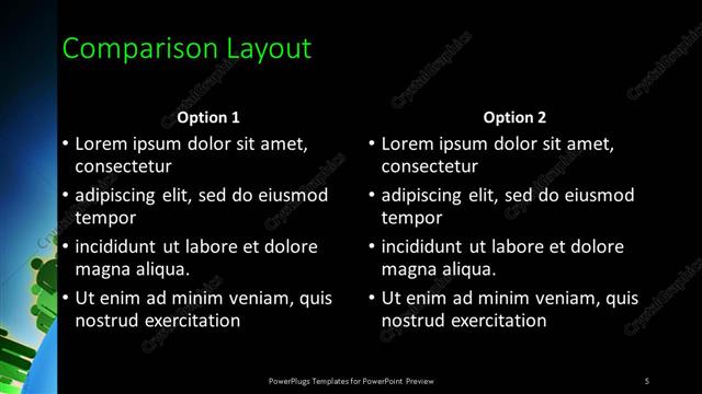 Comparison presentation slide layout
