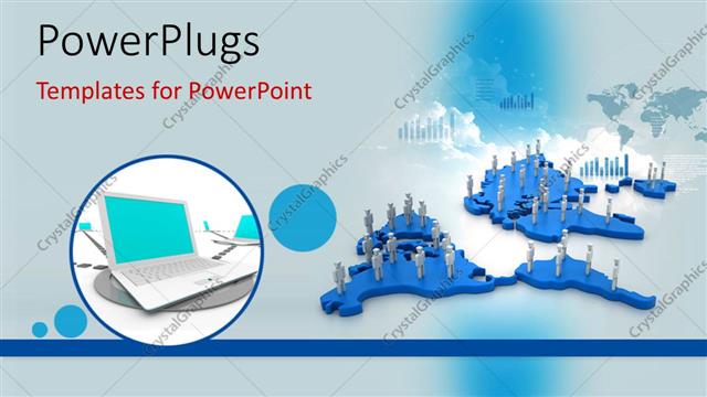  Presentation with social networks - Lots of white colored 3D characters standing on a map