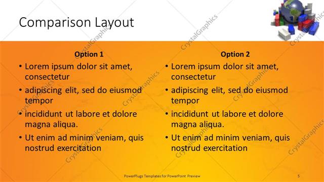 Comparison presentation slide layout