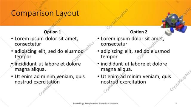 Comparison presentation slide layout