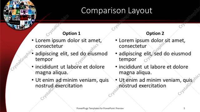 Comparison presentation slide layout