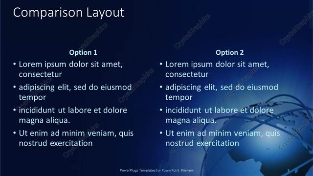Comparison presentation slide layout