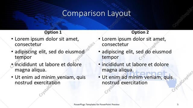 Comparison presentation slide layout