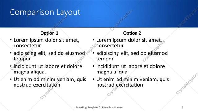 Comparison presentation slide layout
