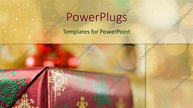 Preview This Beautiful Template for PowerPoint & Google Slides a wrapped brown colored Christmas gift with ornaments beside it
