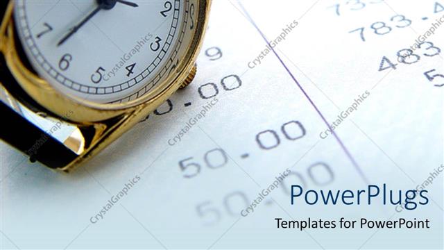  Presentation with numbers - A wrist watch on a paper with lots of numbers