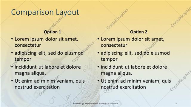 Comparison presentation slide layout
