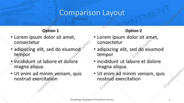 Comparison presentation slide layout