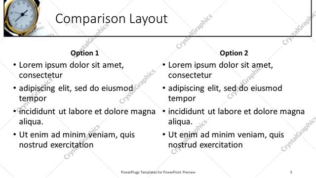 Comparison presentation slide layout
