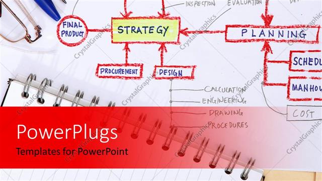  Presentation with strategy - Writing material with a strategy being made