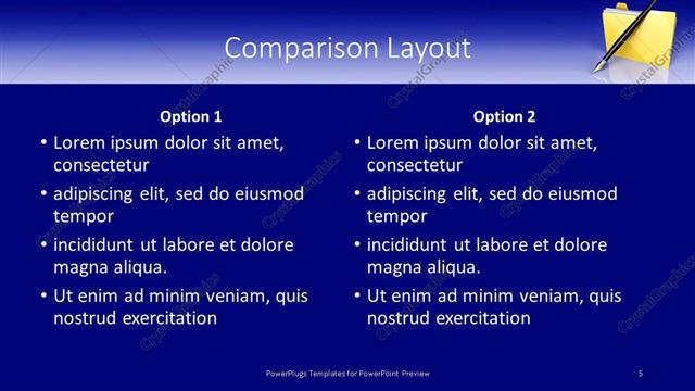 Comparison presentation slide layout