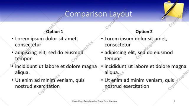 Comparison presentation slide layout