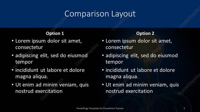 Comparison presentation slide layout