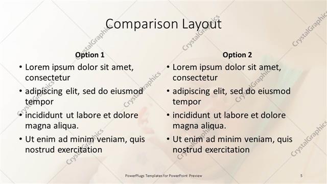 Comparison presentation slide layout