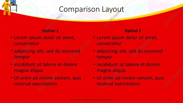 Comparison presentation slide layout