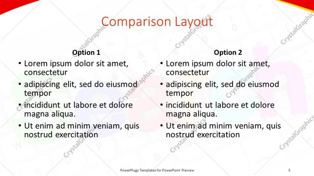Comparison presentation slide layout