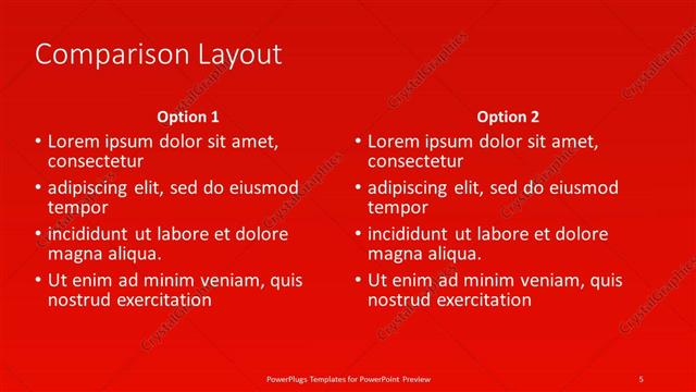 Comparison presentation slide layout