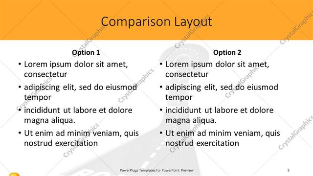 Comparison presentation slide layout