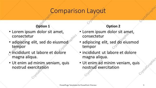 Comparison presentation slide layout