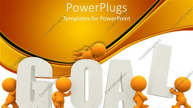  Presentation with goal - Yellow 3D men put together 3D word GOAL?